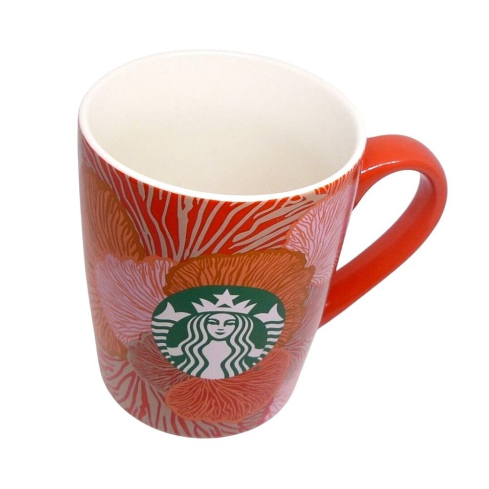 Starbucks 12 Oz Coral & Orange Coral Ceramic Coffee Tea Mug 2021